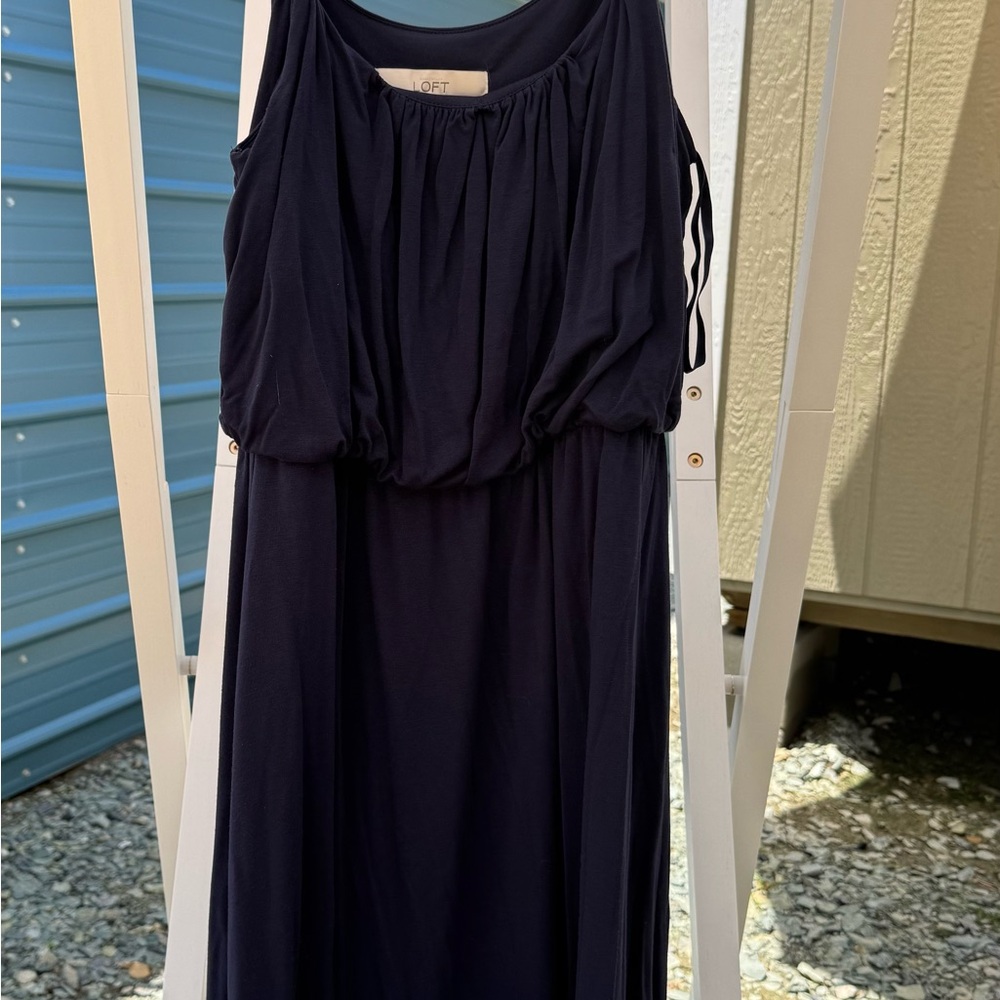 LOFT Blue Sleeveless Scoop Neck Maxi Sundress